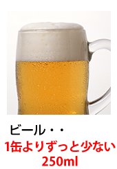 ビール…1缶よりずっと少ない250ml