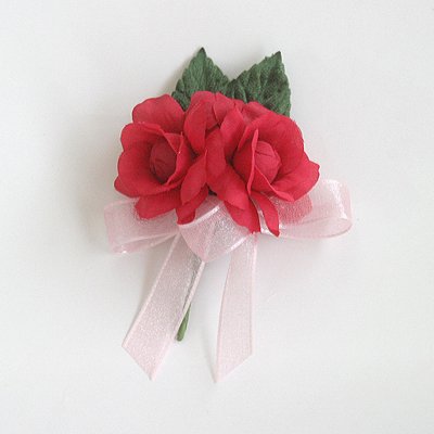 ガーデニアローズ×２輪(完成品)　赤ピンク - 卒業式、イベント用コサージュの神戸デザインクラフト