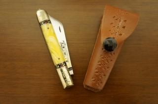 ウイグル人の伝統工芸装飾ナイフ-サムサカナイフー2 (折りたたみ式、柄:真鍮、人工大理石)