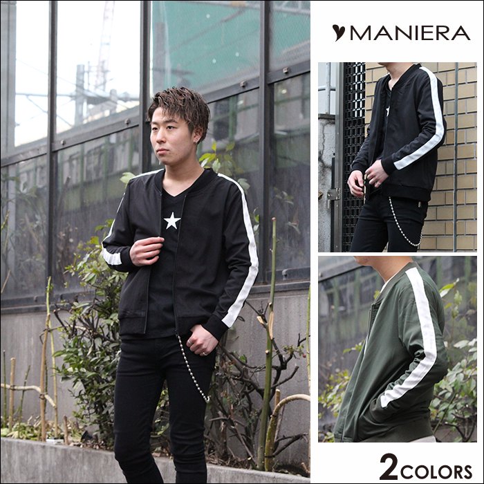 Maniera 袖ラインma1 シンプル Ma 1 メンズ ファッション