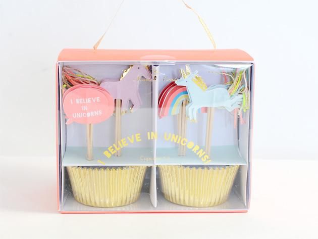 カップケーキキット I believe in Unicorns カップ24枚・トッパー24本-MeriMeri