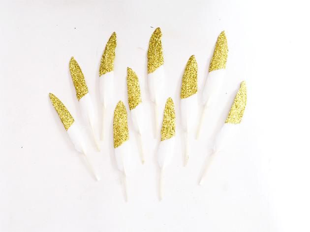 フェザー(羽) グリッターゴールド 10本set - Ginger Ray