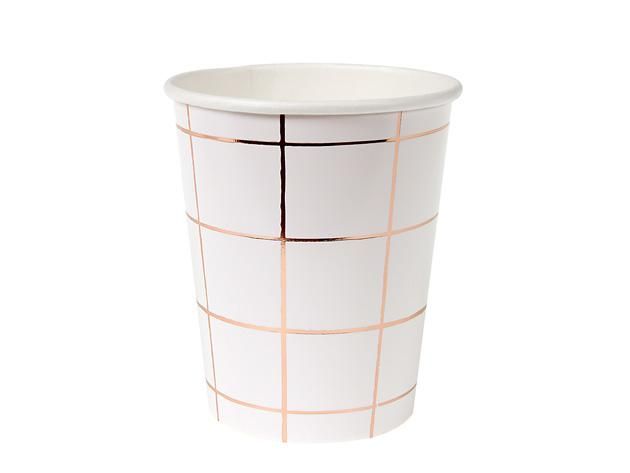 ペーパーカップ ローズゴールドGRID 8個入 -MeriMeri
