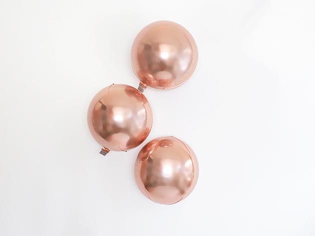数量限定 メタリックRose GOLD3個set フィルムバルーン 17.5cm ★送料無料★ガス入りプカプカバルーン