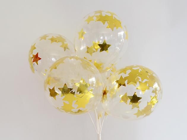 GOLD スター型コンフェッティ入りminiバルーン 5'R(13cm)5枚入