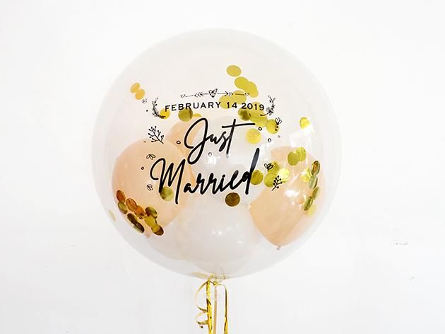 Wedding【フォントCタイプ】Just Married インサイダーバルーン 44cm ★送料無料★ガス入りプカプカバルーン