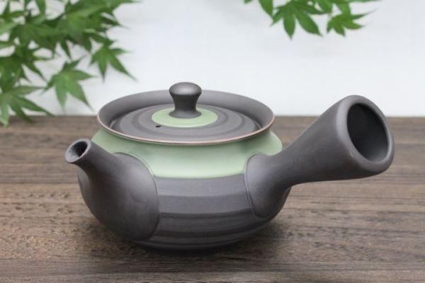 常滑焼黒窯変福形緑襟巻急須 - 常滑焼急須 宇幸窯 通販サイト