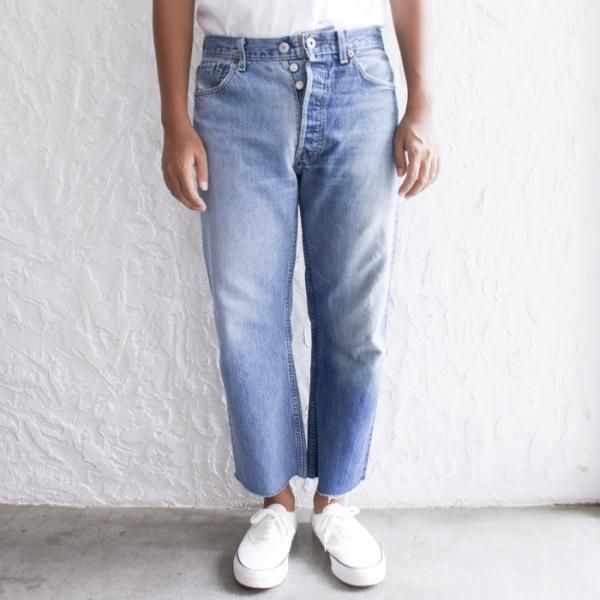 jantiqueskiaitimi vintage 501 Remake fur denim pants - デニム/ジーンズ