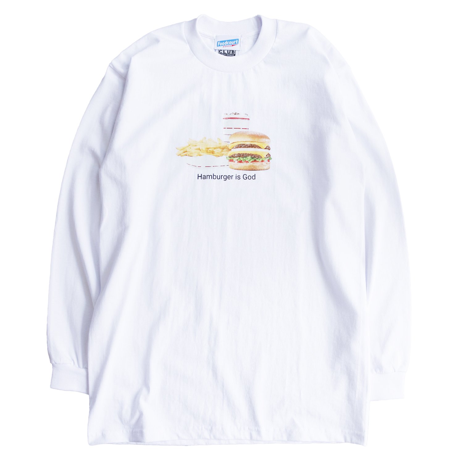 Foodcourt By EFILEVOL  աɥ/ Hamburger is God L/S Tee -Heavy oz-