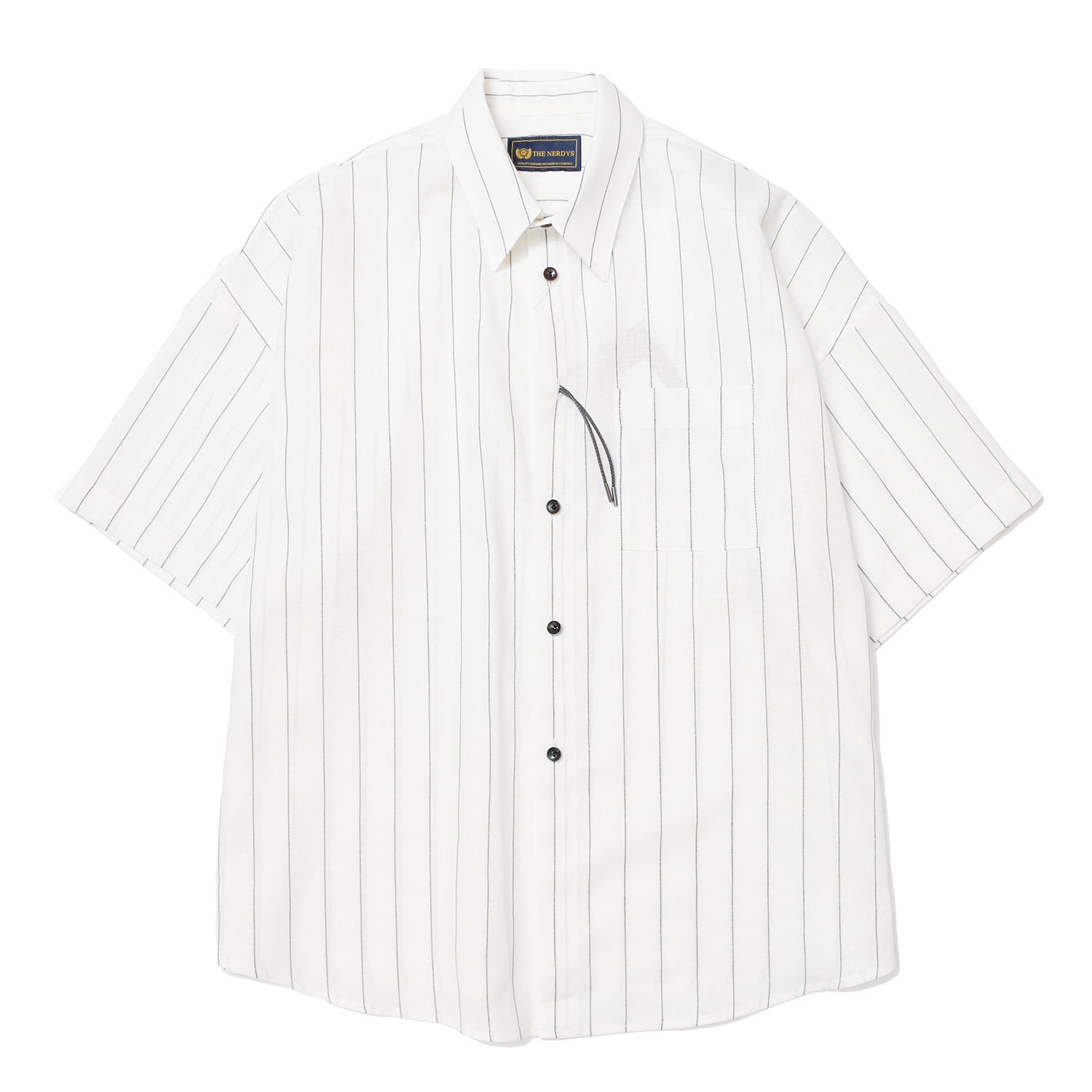 THE NERDYS  ʡǥ / FLAX Stripe Linen Short Sleeve Shirt