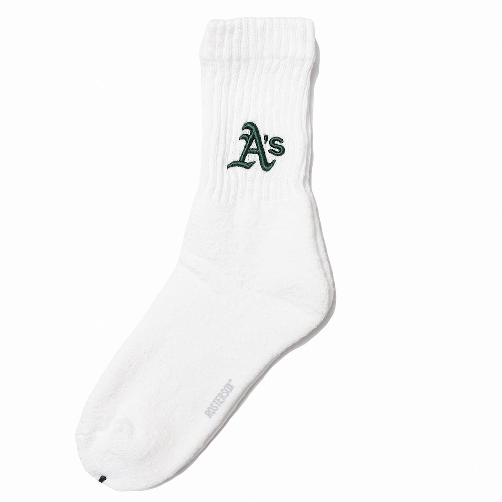 <img class='new_mark_img1' src='https://img.shop-pro.jp/img/new/icons8.gif' style='border:none;display:inline;margin:0px;padding:0px;width:auto;' />MLB x ROSTERSOX / MLB 3D SOCKS / Oakland Athletics White