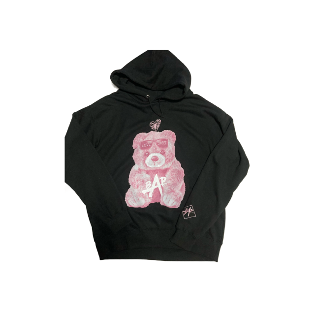 B.A.P ハートパリピくまさんロゴ刺繍パーカーライトピンク - BONDS - SNSと連動した ユーチューバー インフルエンサー 芸能人とコラボを展開したストリートのリアルを反映したデザインと本格的な服作りのアパレルブランド