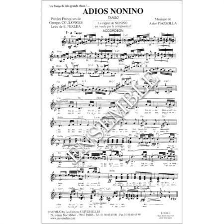 税込】 アマデオ ピアソラ：アディオスノニーノ ピアノ連弾譜＋ 