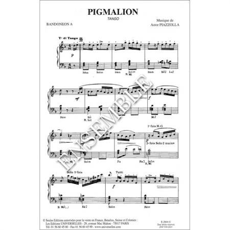 ピアソラ　Adios Nonino / Pigmalion　アディオス・ノニーノ－ピグマリオン　五重奏 -  輸入楽譜（アコーディオン、シャンソン、クラシック、ヨーロッパ）の通販　【アンサンブル・ミュージック】
