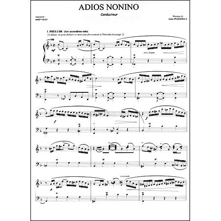 ピアソラ　Adios Nonino　アディオス・ノニーノ　アコーディオン合奏 - 輸入楽譜（アコーディオン、シャンソン、クラシック、ヨーロッパ）の通販　 【アンサンブル・ミュージック】