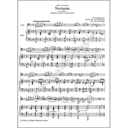 チャイコフスキー　『チェロのためのチャイコフスキー 第2巻』 - 輸入楽譜（アコーディオン、シャンソン、クラシック、ヨーロッパ）の通販　 【アンサンブル・ミュージック】