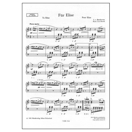 ベートーヴェン　エリーゼのために - 輸入楽譜（アコーディオン、シャンソン、クラシック、ヨーロッパ）の通販　【アンサンブル・ミュージック】