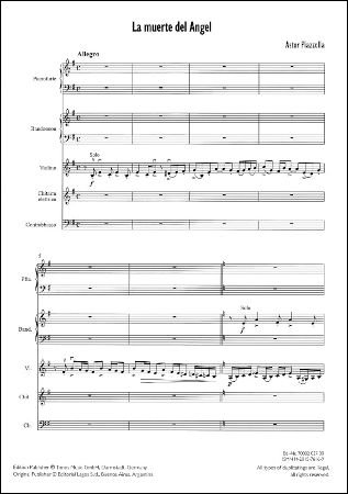 ピアソラ　Muerte del Angel (La)　天使の死　五重奏 - 輸入楽譜（アコーディオン、シャンソン、クラシック、ヨーロッパ）の通販　 【アンサンブル・ミュージック】