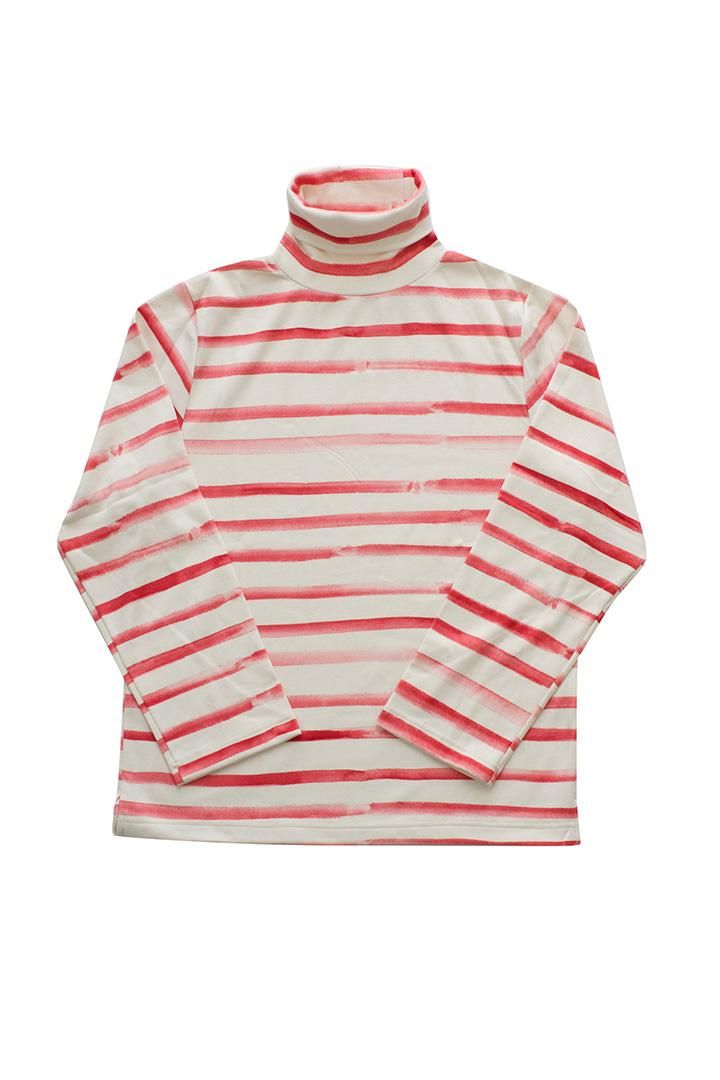 Porter Classic - ARTIST BORDER TURTLENECK T-SHIRT - RED ポーター