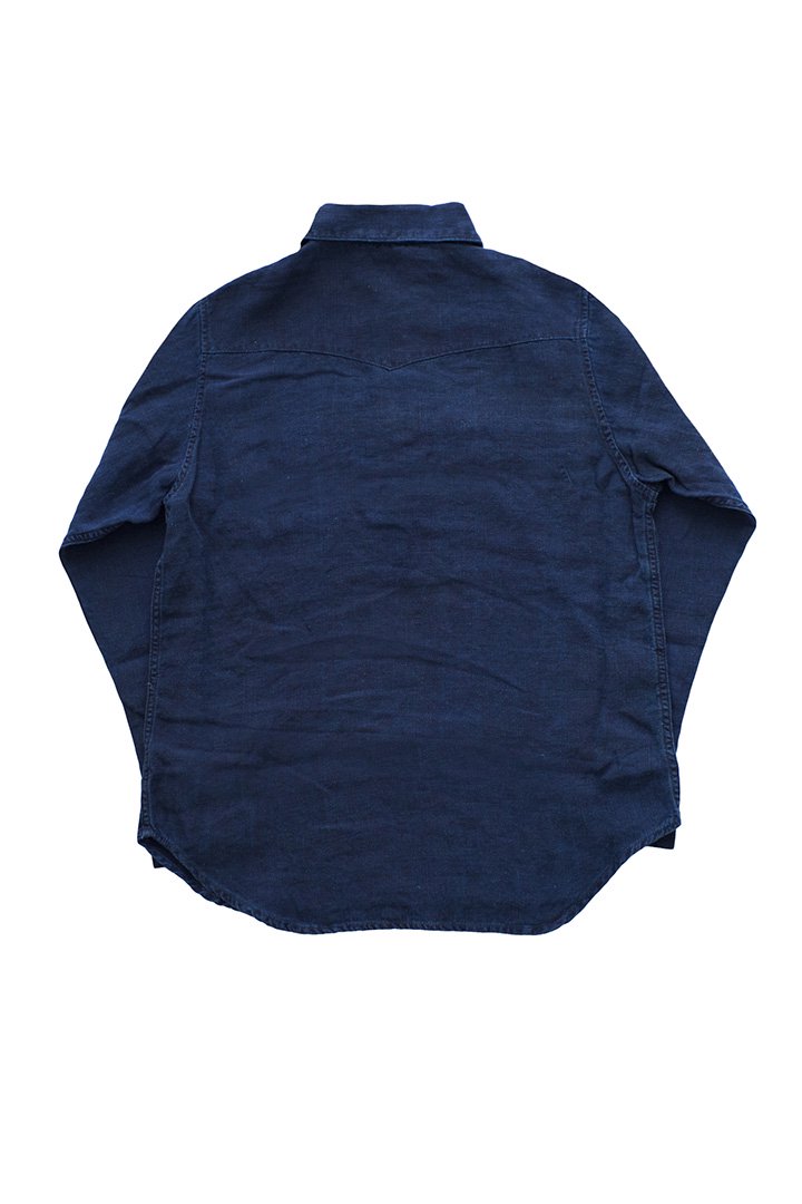 Porter Classic - PC7 LINEN WESTERN PULLOVER SHIRT - BLUE ...