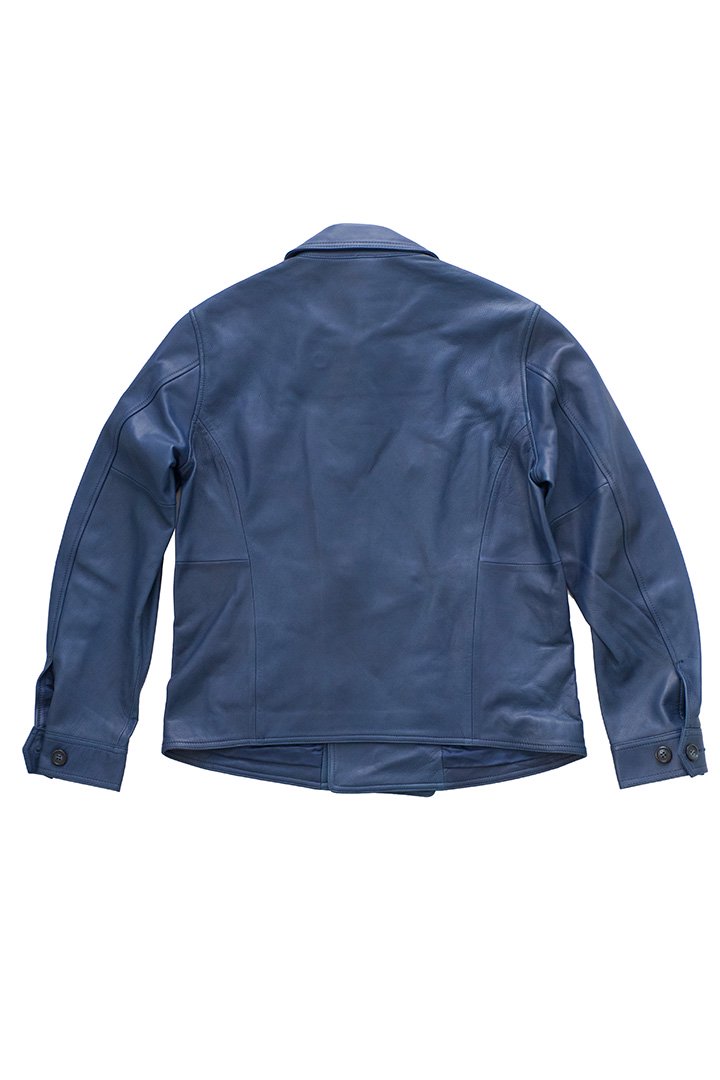 Porter Classic - SHEEP LEATHER DOUBLE JACKET - BLUE