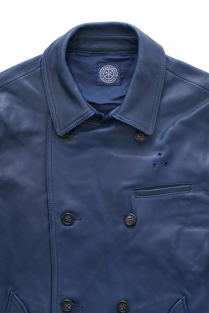 Porter Classic - SHEEP LEATHER DOUBLE JACKET - BLUE