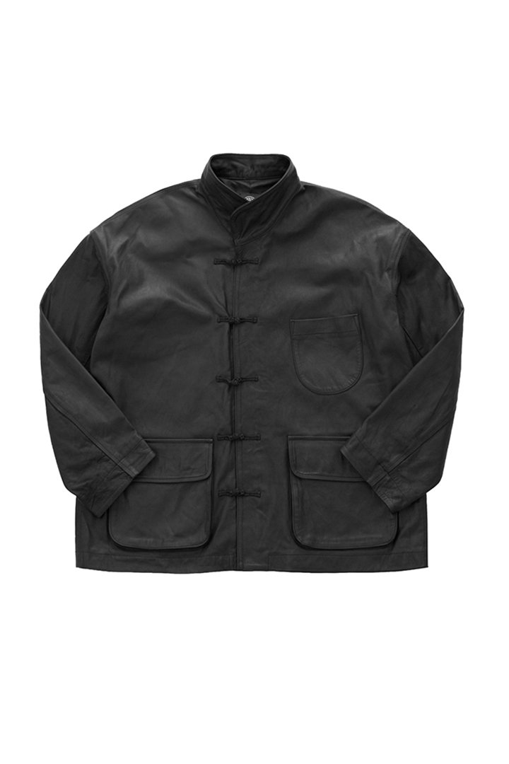 Porter Classic - LEATHER CHINESE JACKET - BLACK - ポーター