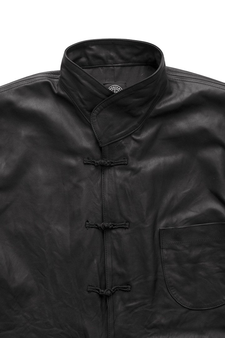 Porter Classic - LEATHER CHINESE JACKET - BLACK - ポーター 