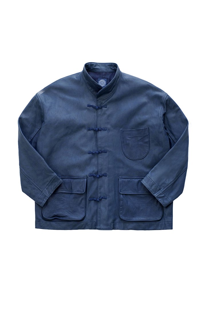 Porter Classic - LEATHER CHINESE JACKET - BLUE - ポーター 
