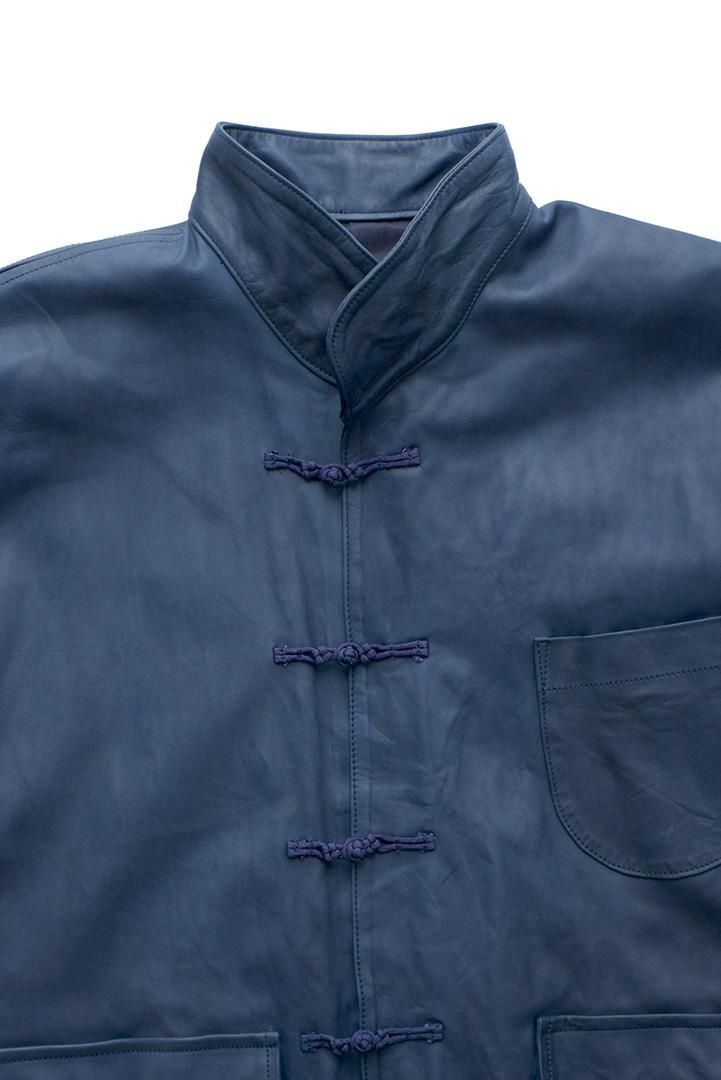 Porter Classic - LEATHER CHINESE JACKET - BLUE - ポーター