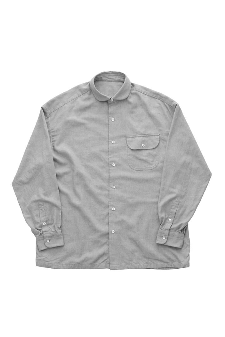 PORTER CLASSIC ポータークラシック 22SS SWISS COTTON WIDE POCKET SHIRT ALUMO FABRIC 160/3 アルモ社スイスコットン ワイドポケット ラウンドカラー 長袖 シャツ ホワイト系 3