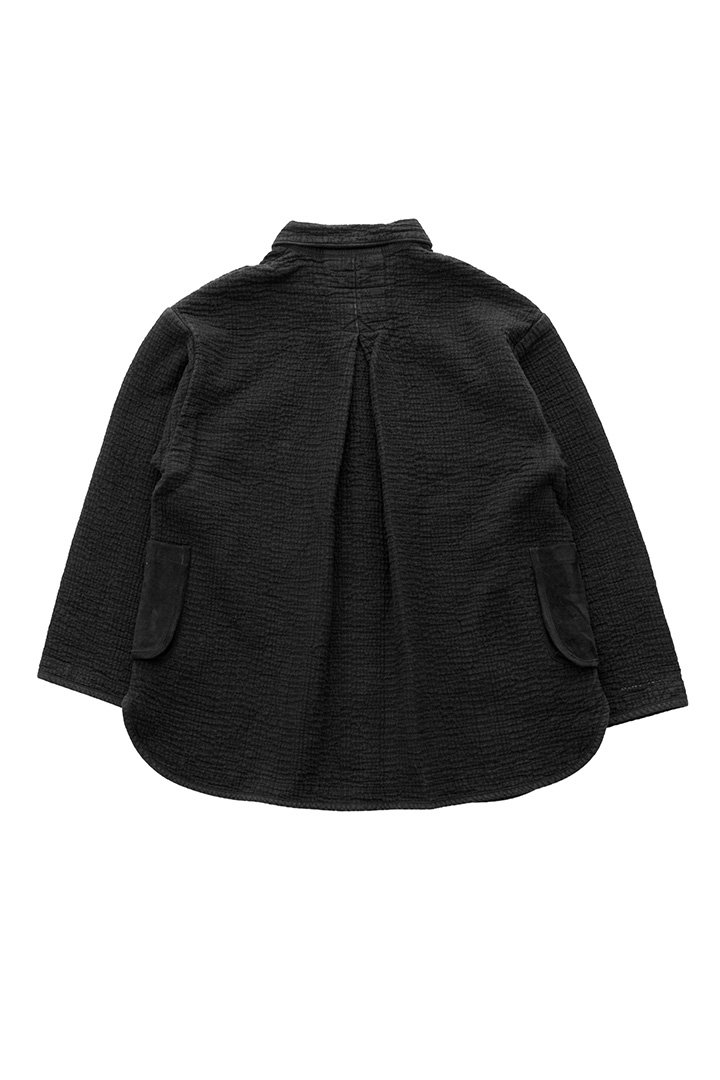 Porter Classic - SASHIKO SHIRT JACKET W/LEATHER - BLACK