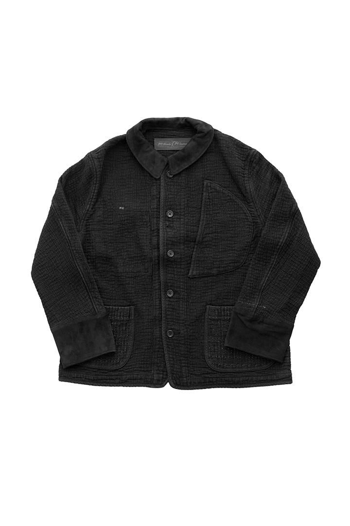 SASHIKO FRENCH JACKET W/LEATHER BLACK S | www.innoveering.net