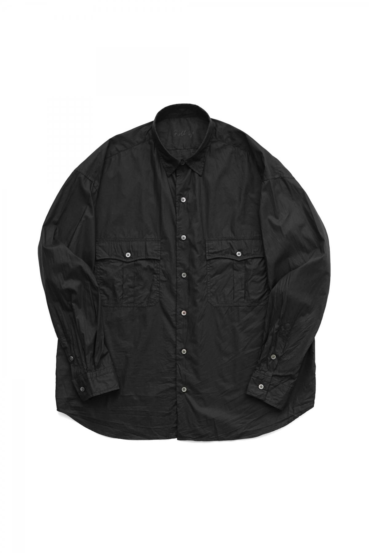 PORTER CLASSIC ROLL UP MICRO TWILL SHIRTお色は黒サイズはM - シャツ