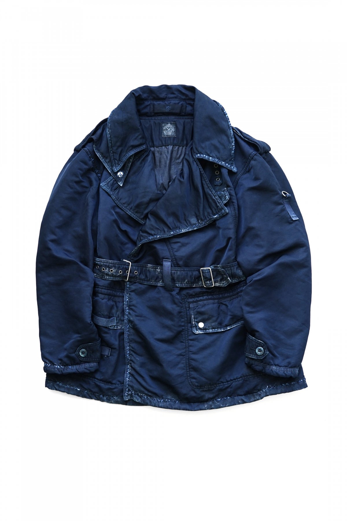 PORTER CLASSIC ポータークラシック PEELED CLOTH. MILITARY COAT ミリタリーコート ジャケット ブルー サイズ3 正規品 / 32438約65cm袖丈