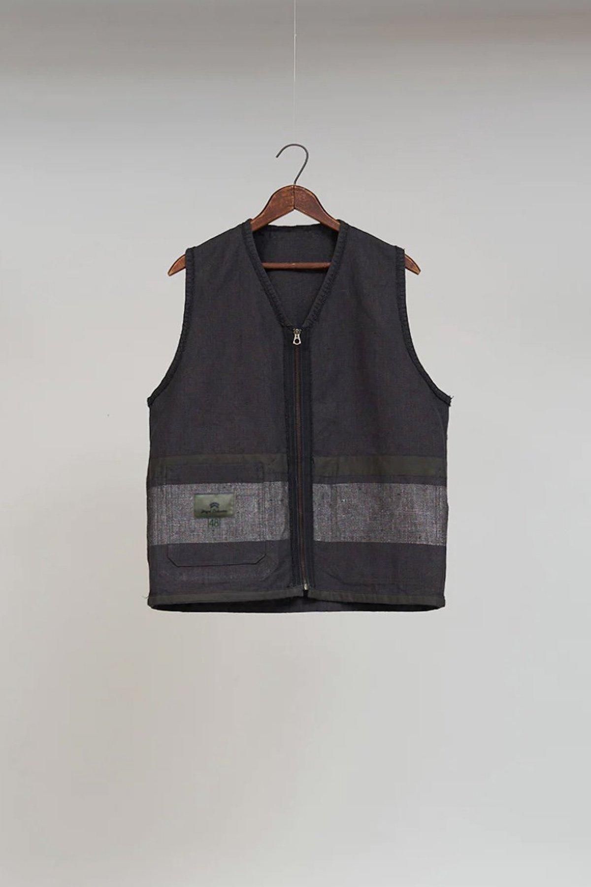 ◯ Nigel Cabourn - BEAN SACK BORDER VEST - HEMP LINEN