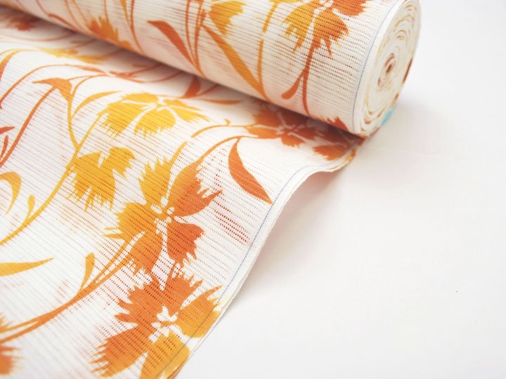 竺仙 綿絽浴衣(撫子・橙色) - 染と織たかはしオンラインショップ
