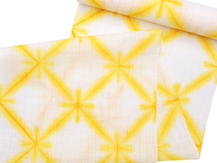 雪花絞り浴衣(綿麻・淡黄色) - 染と織たかはしオンラインショップ