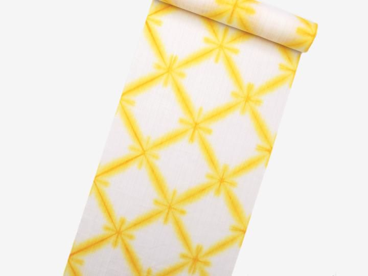 絞り浴衣✴︎雪印 藤井絞 浴衣(ゆかた) 綿麻 雪花絞 青白