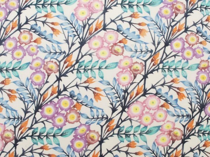 日本工芸会　釜我敏子　型絵染　九寸名古屋帯　作家物　正絹　単衣 日本工芸会 釜我敏子 型絵染 九寸名古屋帯 作家物 正絹