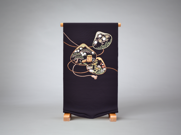 刺繍九寸名古屋帯 黒紅色 貝合わせ 染と織たかはしオンラインショップ 刺繍九寸名古屋帯 黒紅色 貝合わせ 染と織たかはしオンラインショップ