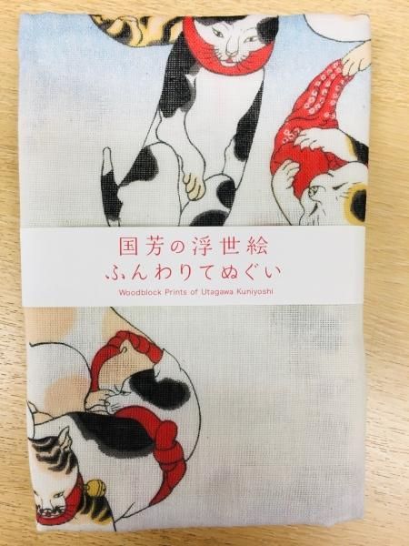 二重ガーゼ手拭い 国芳の浮世絵 蛸とふぐ ダヤンと猫雑貨 猫グッズの専門店 猫や ねこや