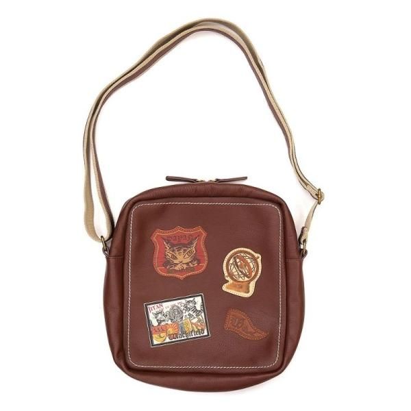 ダヤンの革バッグ ラベルレザースクエアショルダー BR - ダヤンと猫