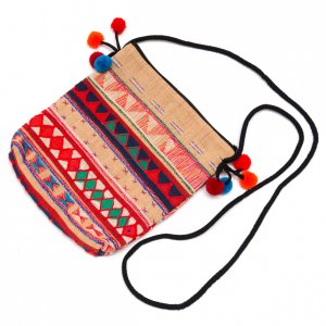 アカ族刺繍のふんわりコットンポーチ Type.2