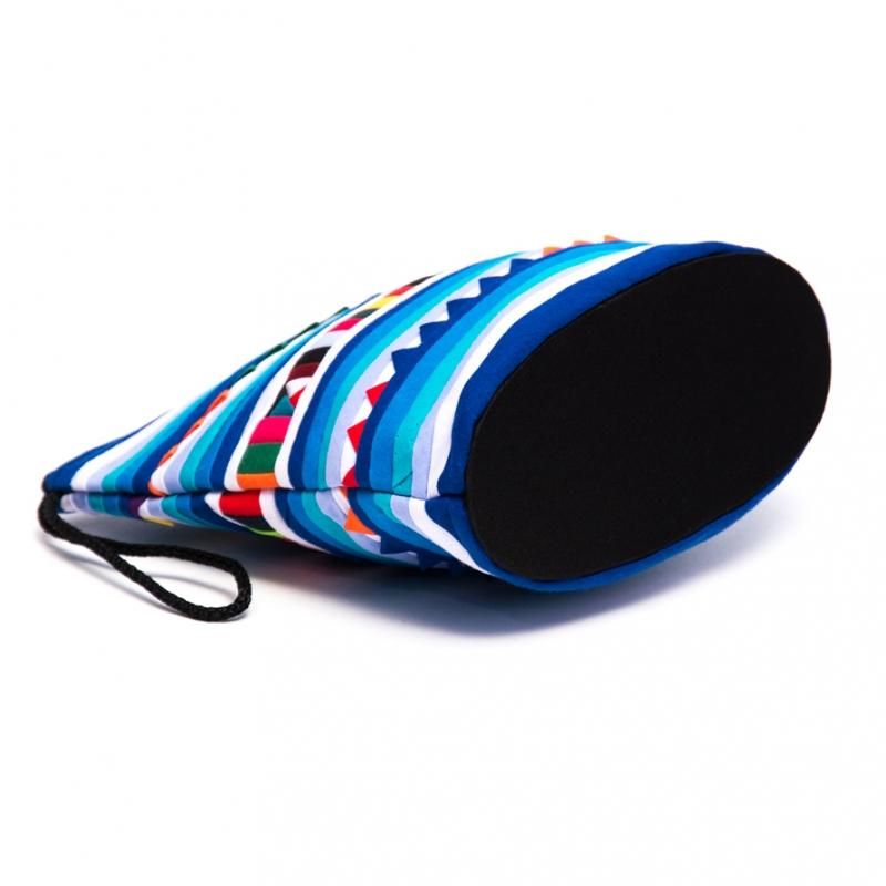 リス族刺繍のマチ付きカラフルポーチ S-size（ブルー）Type.2｜民族