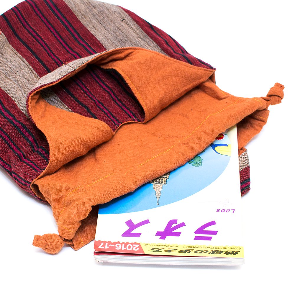 THANGEN ナガ族手織り布の巾着トートバッグ Type.2