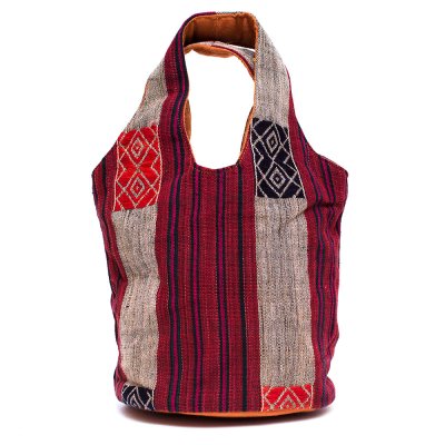 THANGEN ナガ族手織り布の巾着トートバッグ Type.2