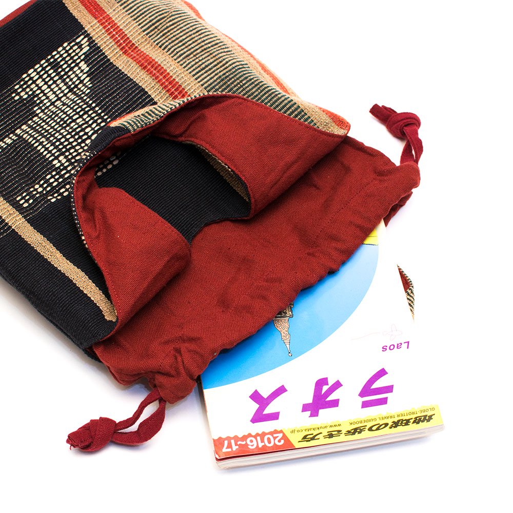 THANGEN ナガ族手織り布の巾着トートバッグ Type.4