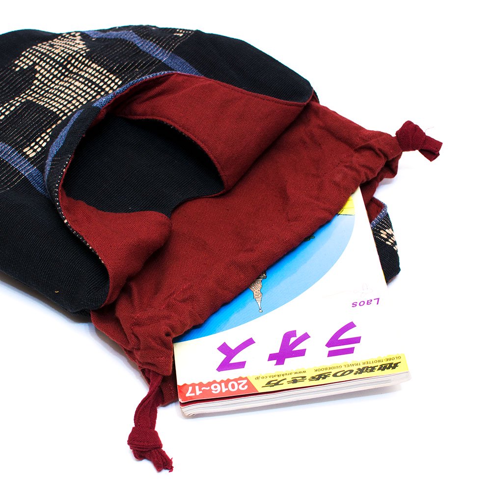 THANGEN ナガ族手織り布の巾着トートバッグ Type.5