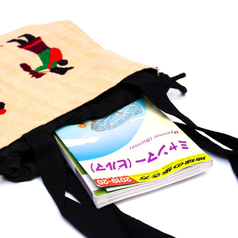 ナガ族 手織布と手刺繍の巾着トートバッグ Type.3